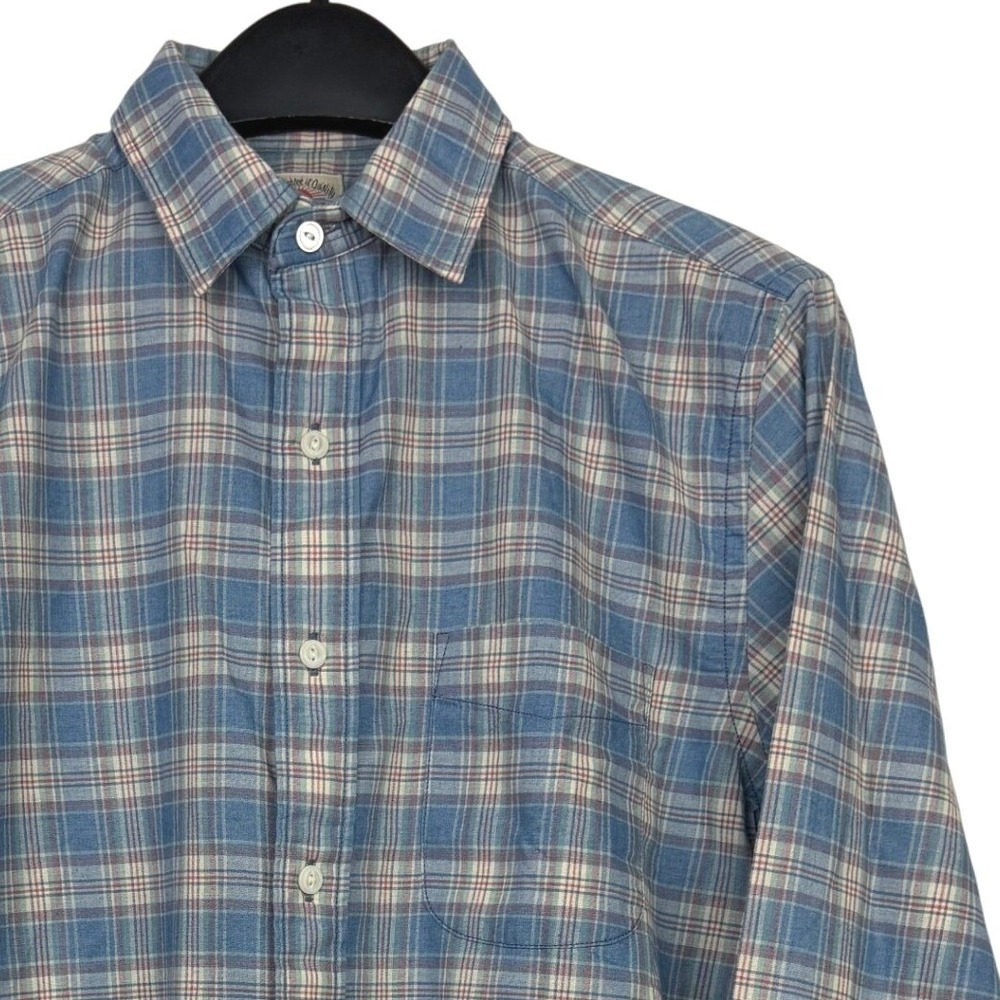 Faherty Mens Small 100% Cotton Long Sleeve Soft Button Up Blue Pink Plaid